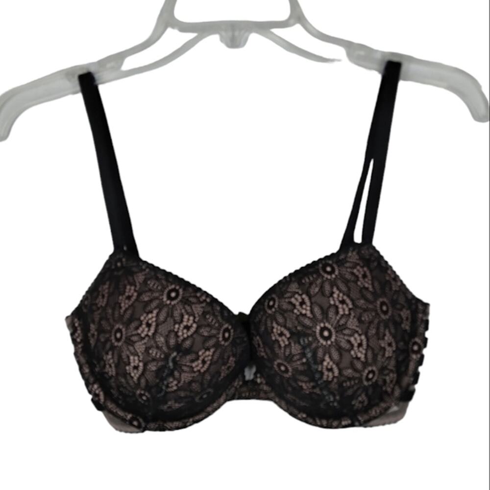 Victoria's Secret Very Sexy Lace Floral Push Up Bra Black size 32DD
